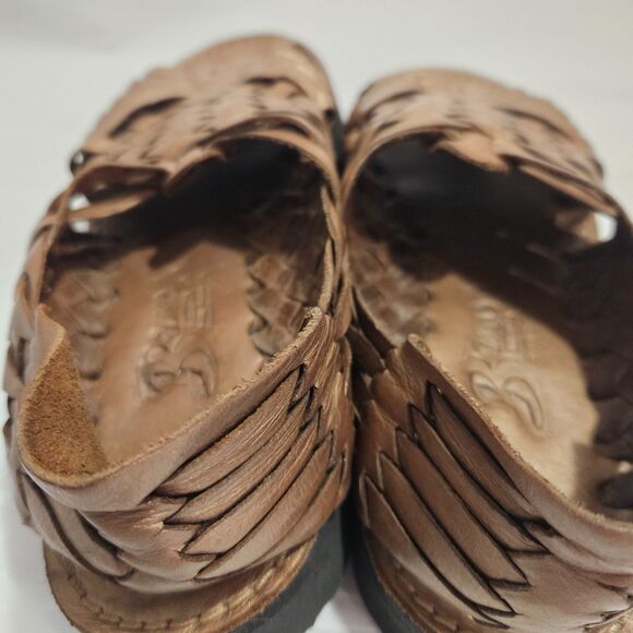 Brand X Huaraches Woven Leather Sandals Flats with Chunky Sole Size 6.5 Brown - Picture 6 of 9